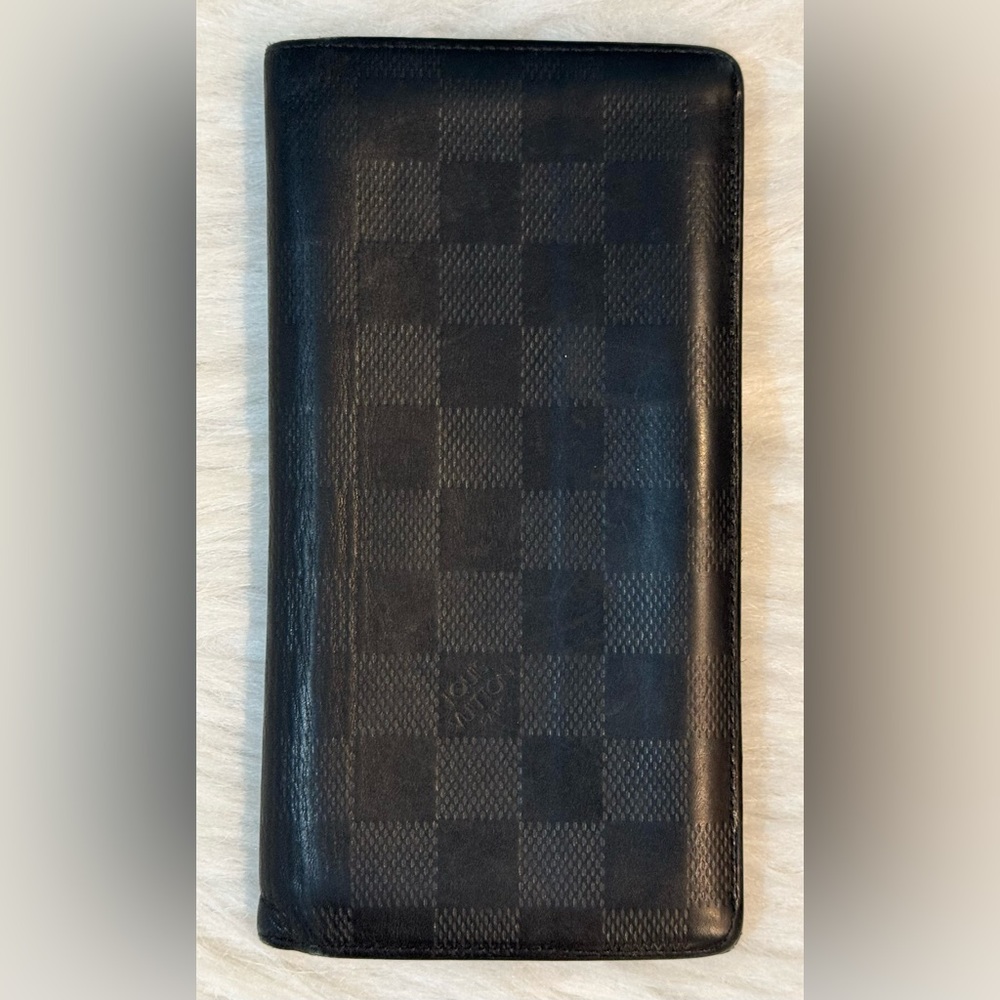 Authentic LOUIS VUITTON Damier Infini Calf Leather Brazza Long Wallet Onyx GUC
